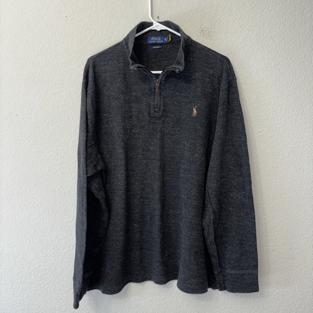 Polo Ralph Lauren Men's Estate Rib Quarter Zip Pullover Size XL Charcoal Gray